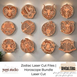 Zodiac SVG lasergesneden bestanden: astrologie teken collectie (digitale download, 12 x 12 inch)