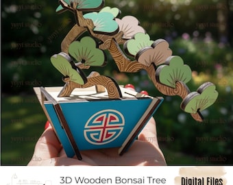 Bonsai Tree Laser Cut File | 3mm Wood Puzzle , Mini Pine Tree Digital Download
