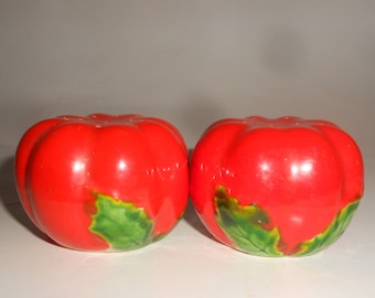 Tomaten-Salz- und Pfeffer-Set, wunderschöne reife Erbstück-Schönheiten, Vintage-Japan-Keramik