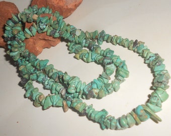 Turquoise Nugget Necklace Long 32 Inch Native American Vintage UNISEX Earthy Pueblo Tribal Style