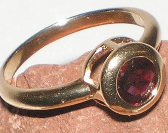 Granaat verlovingsring goud 14K Vermeil over Sterling zilveren edelsteen met minimalistische schoonheid-vintage dames maat 6-3/4