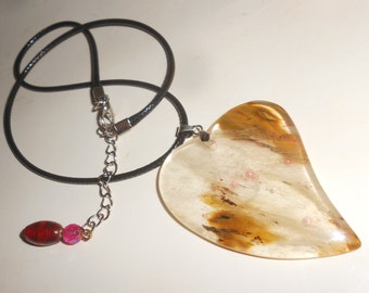 Golden Quartz "Hematoid" Heart Pendant Beautiful Healer's Earth Energy Stone Unique OOAK Handcrafted Necklace