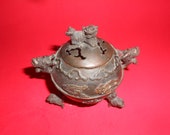 Foo Dog Ball Censer Old Lidded Foo Dog Detail -Lovely Asian Artisan Accent