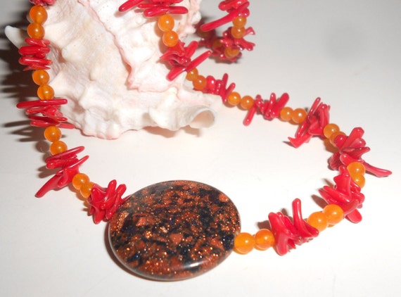 SALE-Red Coral & Orange Carnelian Choker Necklace… - image 4