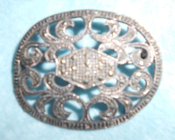 Cut Steel & Sterling Brooch Lovely Art Deco  Anti… - image 2