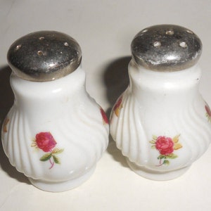 Rose Salt & Pepper Shakers Antique Porcelain Beauties -Perfect Housewarming Gift