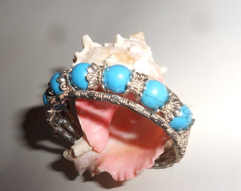 Turquoise Bracelet Luscious Beaded Tibetan Style Bracelet With Filigreed Panels "Gift Bagged"
