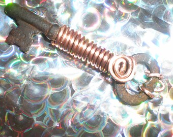 Antique Skeleton Key Pendant Copper Wrapped "One Of A Kind" Air Pirate/ Gothic/ Industrial Iron Key Necklace