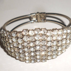Rhinestone Cuff Bracelet 60s Art Deco Gatsby Style-Ideal for Bride&#39;s &quot;Something Old&quot;  Or Classic Dazzling  Prom Wear