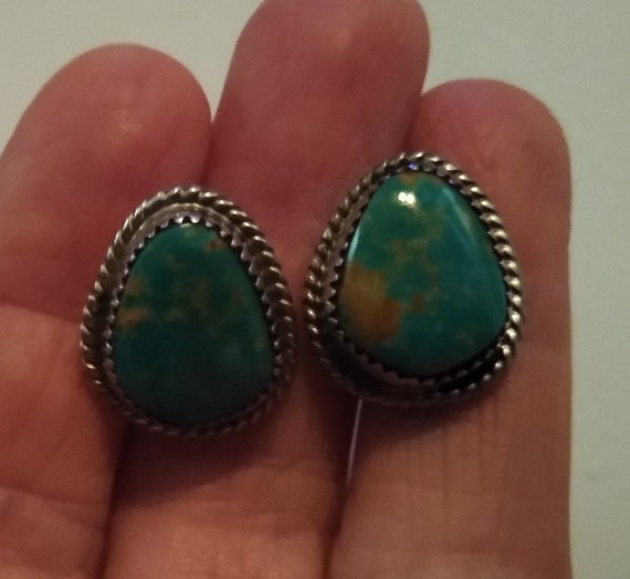 Royston Turquoise Stud Earrings (Larger-Sized) Si… - image 8