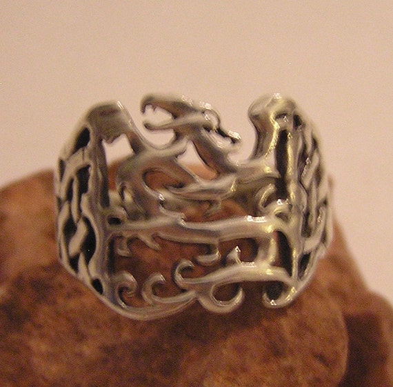 Dragon Ring Lost Wax Medieval Celtic Style Interw… - image 9