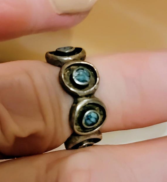 Turquoise Wedding Band Style Ring Fred Harvey Era Navajo Snake Eye