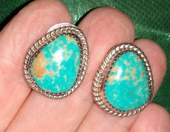Royston Turquoise Stud Earrings (Larger-Sized) Si… - image 2