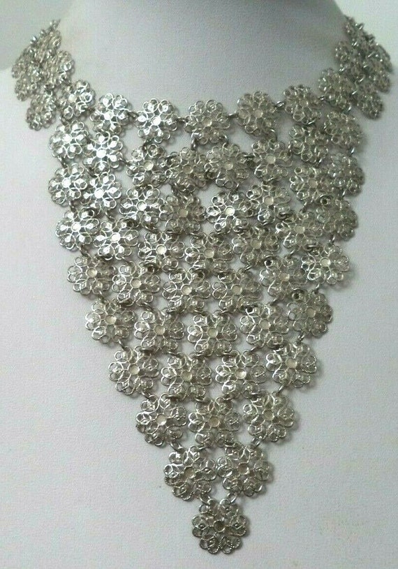 Rare Vendome Waterfall Bib Necklace Daisy Mesh Co… - image 5