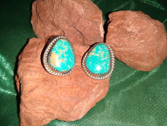 Royston Turquoise Stud Earrings (Larger-Sized) Si… - image 3