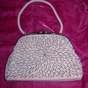 Pearl Purse Hand-Beaded Starburst With Sterling Frame-Hong Kong Bridal Accessory-Asian Antique Beauty