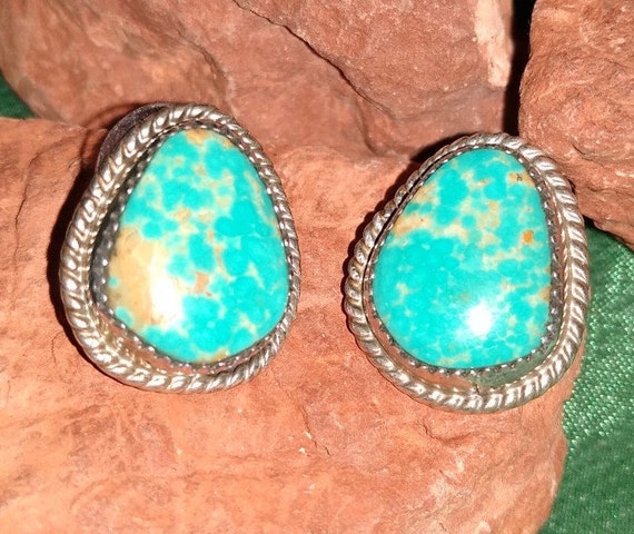 Royston Turquoise Stud Earrings (Larger-Sized) Si… - image 4