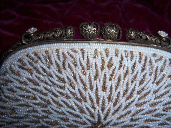 Pearl Purse Hand-Beaded Starburst With Sterling F… - image 2