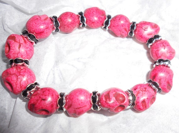 Pink 2024 skull bracelet