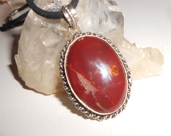 Noreena Jasper Pendant Unisex Vintage Necklace New Age Energy-Earthy Grounded Tribal Look