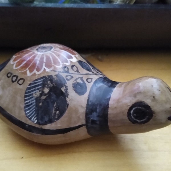 Tonala Turtle Vintage Burnished Mexican Folk Art Clay Pottery Piece