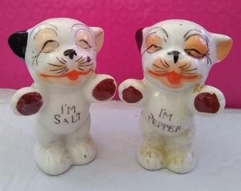 Bonzo Dogs Shakers S&P  Cute Collectible Japanese Antique Porcelain C-1920s