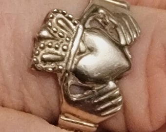 Ierse Claddagh ring van sterling zilver, vintage symbool voor liefde, loyaliteit en vriendschap - maat 8.5