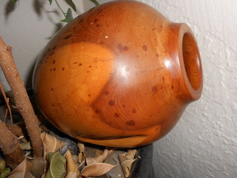 YEW Wood Vase Amazing Studio Turned Beauty Earthy Creation Artist Signed Vincente Garrido Mid Century Modern Organic Beauty image 2