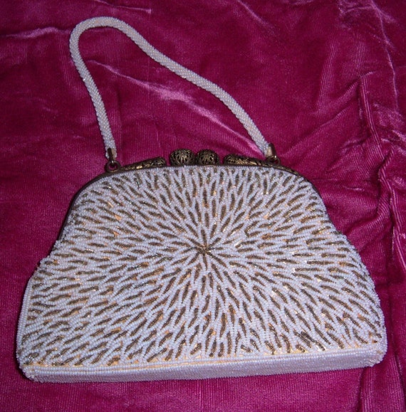 Pearl Purse Hand-Beaded Starburst With Sterling F… - image 3