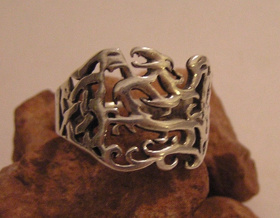 Dragon Ring Lost Wax Medieval Celtic Style Interw… - image 8