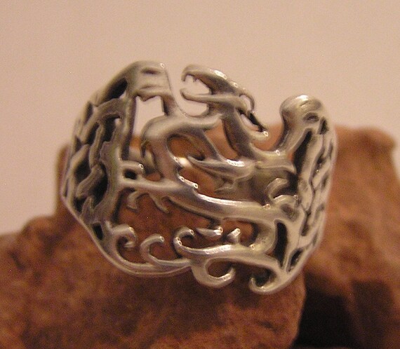 Dragon Ring Lost Wax Medieval Celtic Style Interw… - image 3