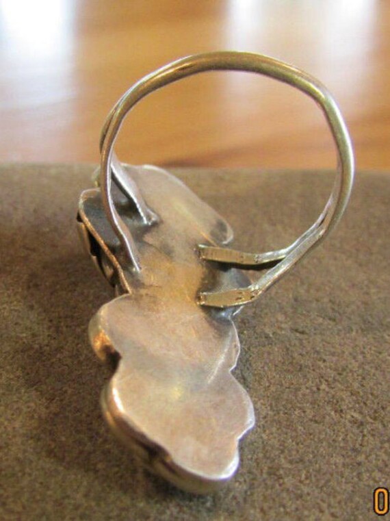 Turquoise Statement Ring With Red Branch Coral De… - image 2