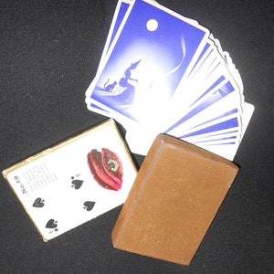 Cartas de adivinación del tarot antiguo "Bruja gitana", década de 1920 y 1930, baraja única en caja, ideal para usar o hacer manualidades (no son reproducciones)