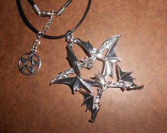 Bat Pentacle Gothic Necklace Ancient Ways Magical Witch&#39;s Amulet