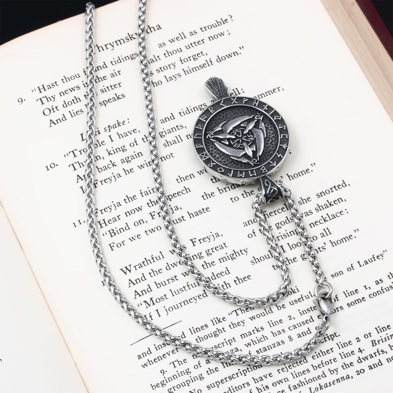 Trinity Rune Viking Raven Rune Trinity Stainless Steel Pendant Necklace - Etsy