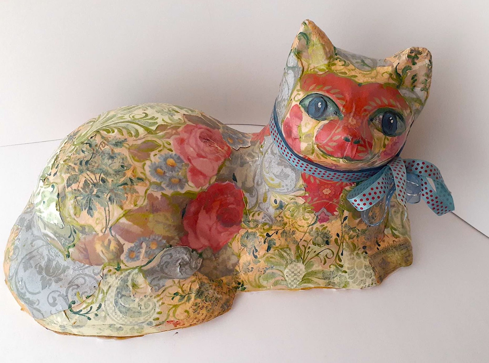 Cat Door Stop PLASTER hand made multicolor calico cat door Etsy