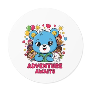 Adventure Awaits Vinyl Aufkleber - Süßer Bär Reise Aufkleber für Kinder, wasserfester Abenteuer Aufkleber für Laptop, Journal, Scrapbook