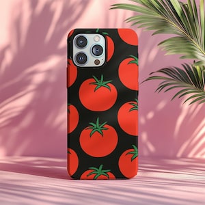 Tomate iPhone Hülle – Süße Obst Handyhülle für iPhone 15 14 13 12 – Rote Tomate Muster Ästhetische Hülle – Glänzende Robuste Hülle für iPhone