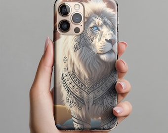 Funda para teléfono Boho Lion: majestuoso diseño tribal, cubierta protectora
