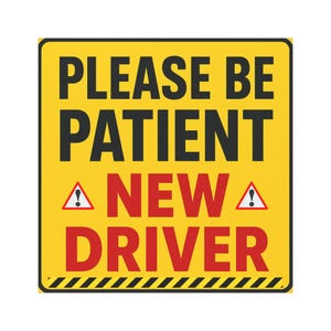 Magnetic New Driver Sign – Please Be Patient Car Magnet for Teens Weatherproof Vehicle Safety , Learners & First-Time Drivers