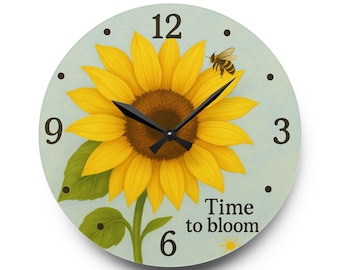 Sunflower  Acrylic Wall Clock – Bright Floral Wall Art, Realistic Sunflower Decor, Nature Inspired Wall Clock for Living Room  Kitchen Gift