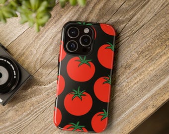 Cute Tomato Phone Case, Tomato Aesthetic iPhone Case, Fruit Phone Case, Red Tomato Pattern Cover, Summer Foodie Phone Case