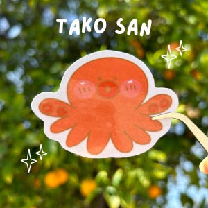 Pegatina de Tako San / Pegatina de pulpo / Pegatinas laminadas mate / Pegatinas hechas a mano / Pegatina Kawaii / Pegatinas de criaturas marinas / Amantes de los animales