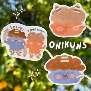 Pegatinas Onikuns / Pegatinas hechas a mano laminadas mate / Pegatinas a juego / Pegatinas para parejas y mejores amigos / Pegatinas Kawaii