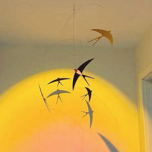 Rustic Cute and Lively Swallow, Airborne Balance Hanging Ornament, Silent Wind Chime, Flying Swallows for Garden, Minimalistic Indoor Decor
