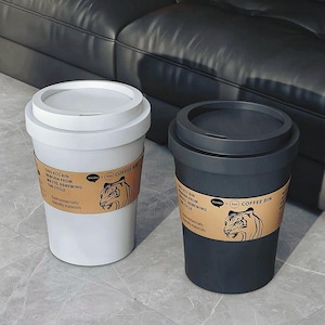 Creative Coffee Cup Trash Can with Swing Lid – Stylish Waste Bin for Bedroom, Living Room, Kitchen, Office – Minimalist Home Decor Accent