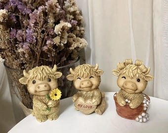 Highland Kuh Figur: Eco-Resin Bauernhaus Dekoration
