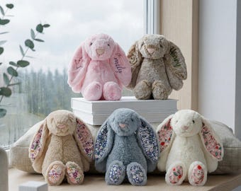 Benutzerdefinierte Name Ostern Plüsch Hase - benutzerdefinierte Stofftier, Kinderzimmer Dekor, emotionale Unterstützung Stofftier, Blumenmädchen Geschenk, Ostergeschenk