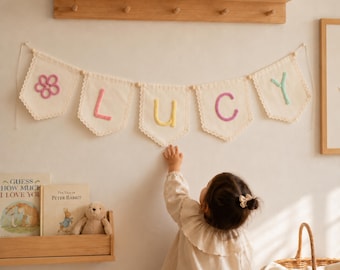 Name Banner | Personalized Newborn Name Sign | Custom Baby Announcement Decor | Baby Keepsake Gift | Fabric Name Banner