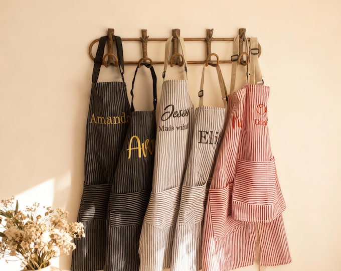 Personalized Kids Apron with Pockets, Custom Toddler Cooking Apron for Boys and Girls, Cute Kitchen and Baking Gift for Children